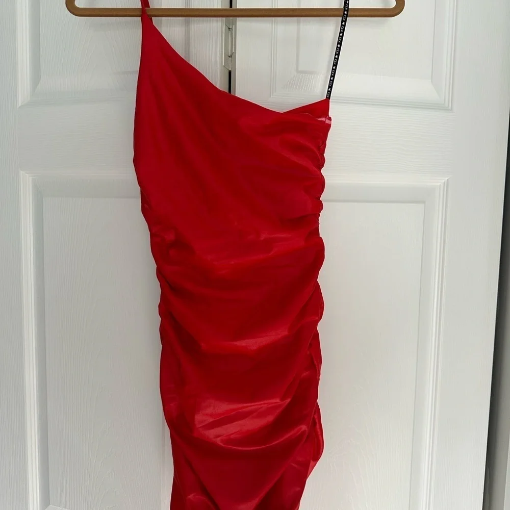 Katie J NYC red one shoulder dress XS